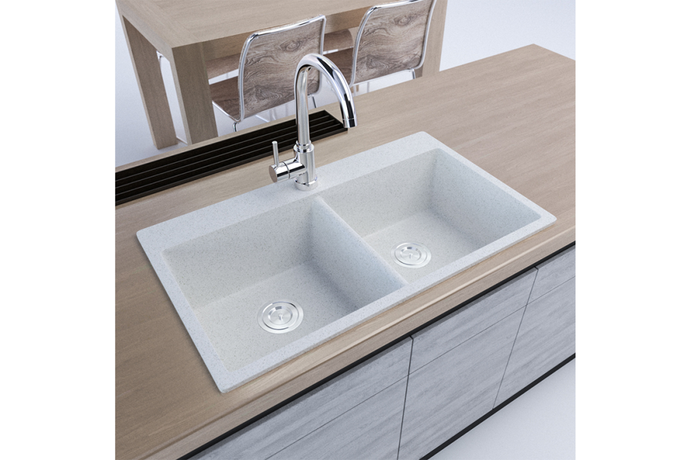 8349 Double Bowl Quartz Granite Kitchen Sink