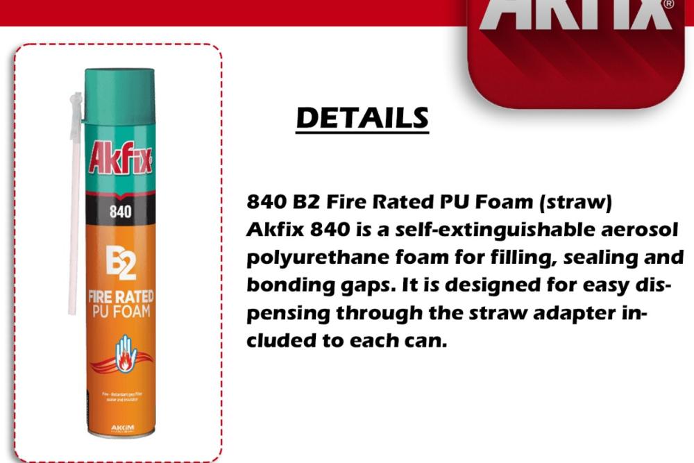 840 B2 Fire Rated PU Foam (straw)