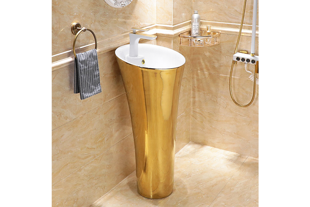 808 Luxury Gold Pedestal Sink