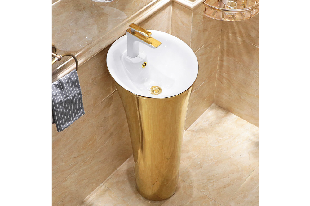 808 Luxury Gold Pedestal Sink