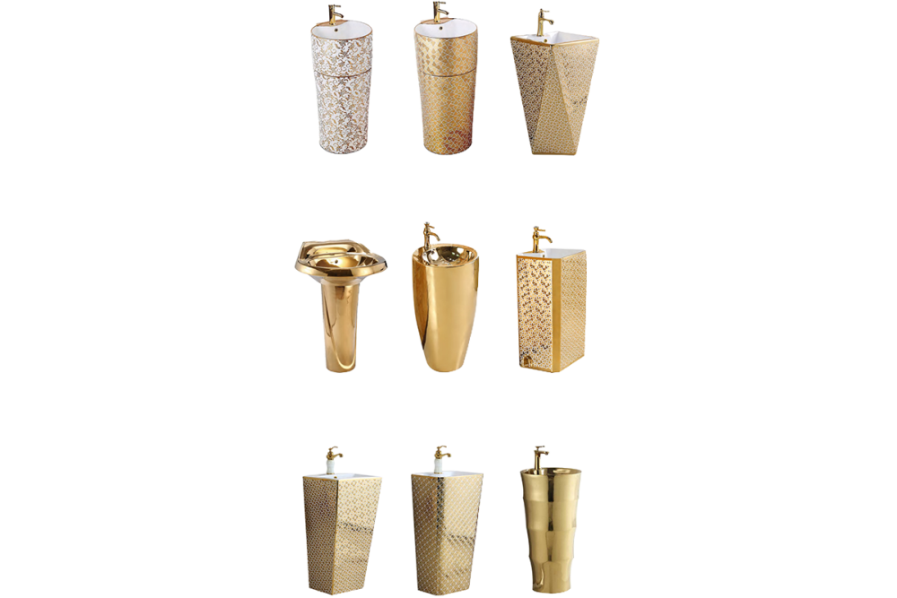 808 Luxury Gold Pedestal Sink