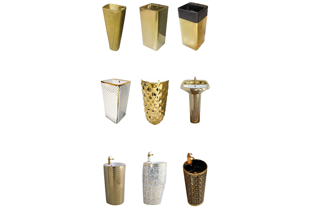 808 Luxury Gold Pedestal Sink